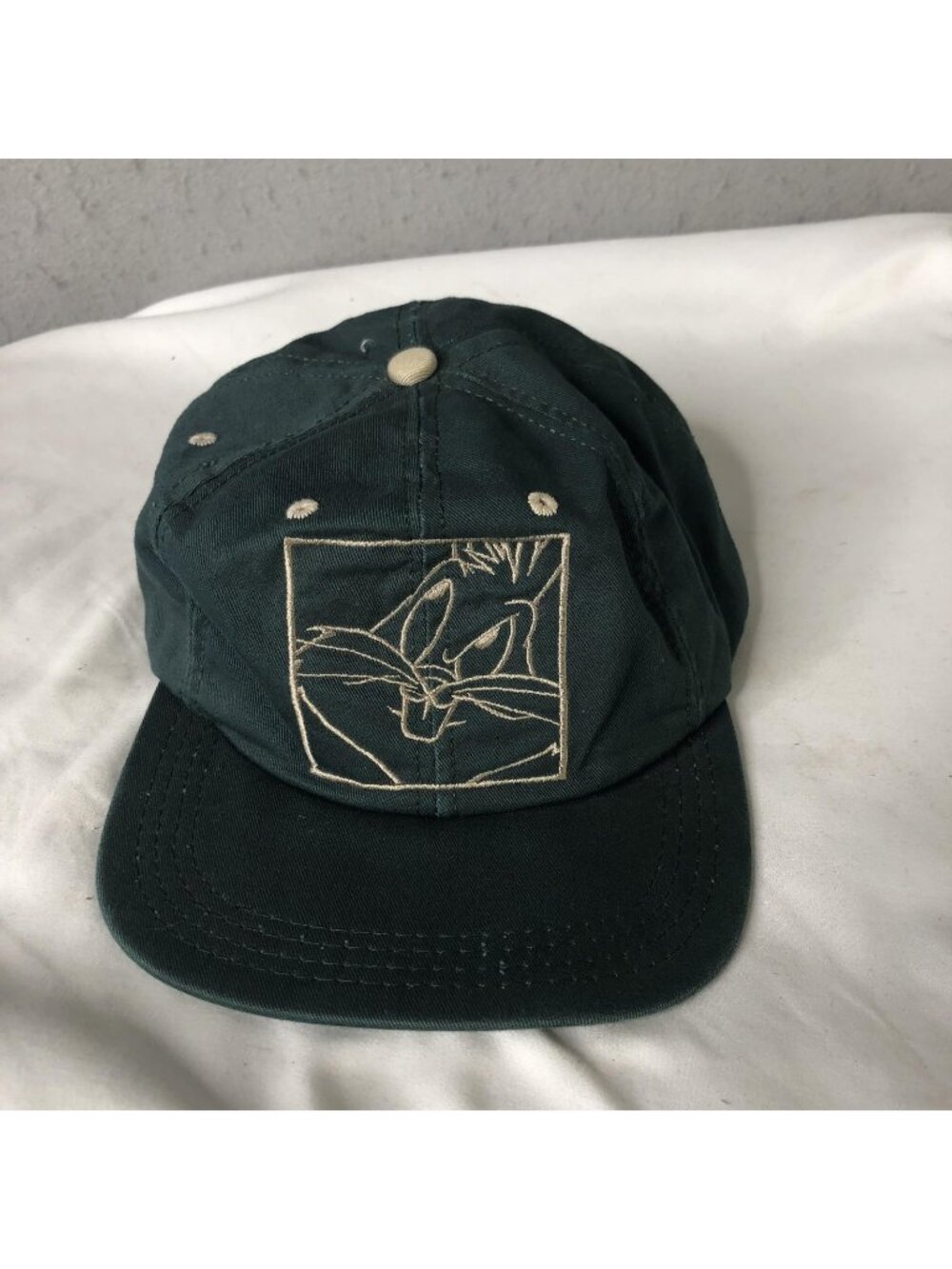 Vintage Acme Clothing Sylvester Hat Cap Fitted Mens One Size Green 90s Looney